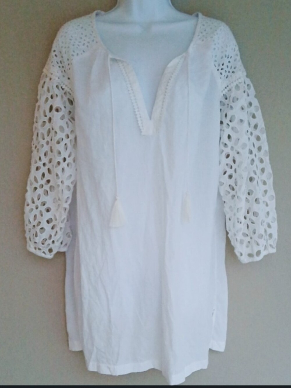 J. Crew Eyelet Tunic in White Organic Cotton Breezy Coverup Medium